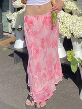 Chiffon-Midirock mit Blumenmuster